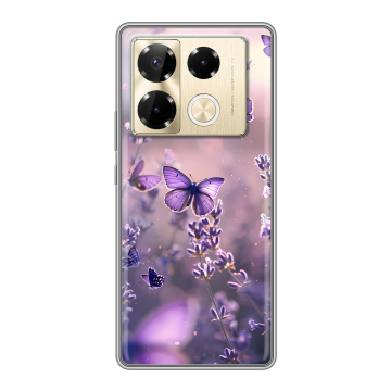 Силиконовый чехол на Infinix Note 40 Pro Plus 5G с принтом бабочки и лаванда