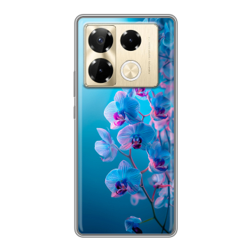 Силиконовый чехол на Infinix Note 40 Pro Plus 5G с принтом голубые орхидеи Силиконовый чехол на Infinix Note 40 Pro Plus 5G с принтом голубые орхидеи