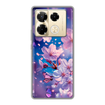 Силиконовый чехол на Infinix Note 40 Pro Plus 5G с принтом цветы бабочки Силиконовый чехол на Infinix Note 40 Pro Plus 5G с принтом цветы бабочки