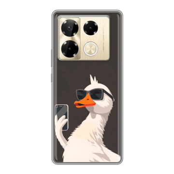 Силиконовый чехол на Infinix Note 40 Pro Plus 5G с принтом утка в очках Силиконовый чехол на Infinix Note 40 Pro Plus 5G с принтом утка в очках