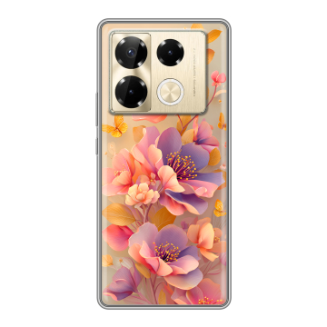 Силиконовый чехол на Infinix Note 40 Pro Plus 5G с принтом Цветы и бабочки Силиконовый чехол на Infinix Note 40 Pro Plus 5G с принтом Цветы и бабочки