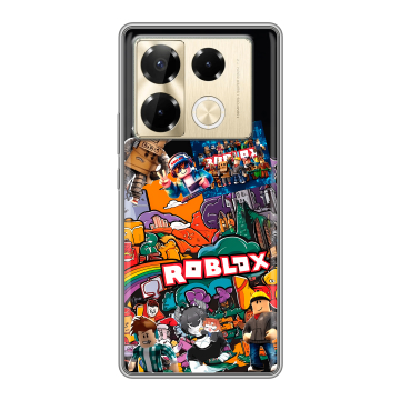 Силиконовый чехол на Infinix Note 40 Pro Plus 5G с принтом Roblox Роблокс