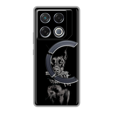 Силиконовый чехол на Infinix GT 20 Pro с принтом Доберман и пистолет