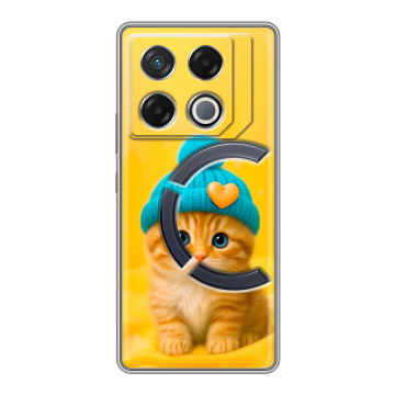Силиконовый чехол на Infinix GT 20 Pro с принтом Котенок в шапке