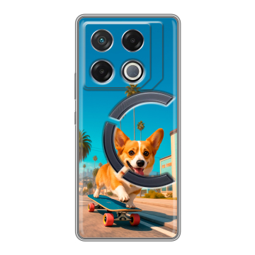 Силиконовый чехол на Infinix GT 20 Pro с принтом Корги на скейте