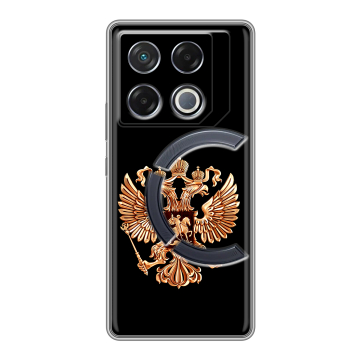 Силиконовый чехол на Infinix GT 20 Pro с принтом Герб России золотой