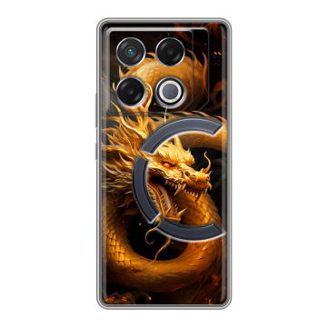 Силиконовый чехол на Infinix GT 20 Pro с принтом Золотой дракон