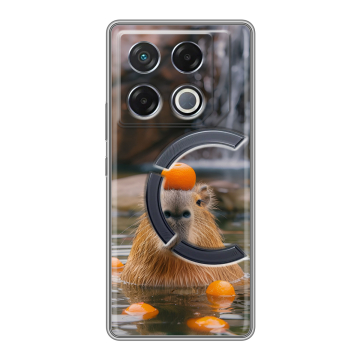 Силиконовый чехол на Infinix GT 20 Pro с принтом Капибара с апельсином