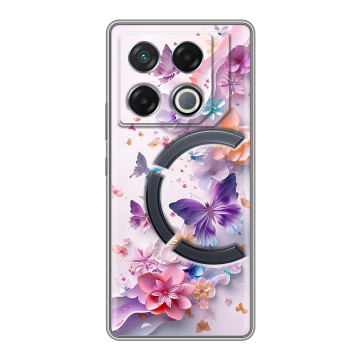 Силиконовый чехол на Infinix GT 20 Pro с принтом цветы бабочки