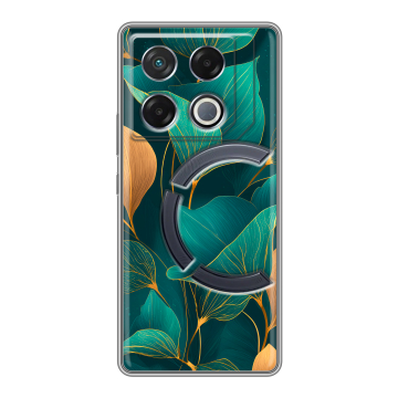 Силиконовый чехол на Infinix GT 20 Pro с принтом Листья и золото