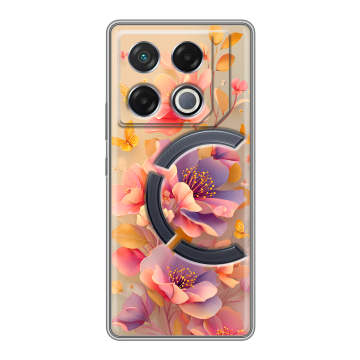 Силиконовый чехол на Infinix GT 20 Pro с принтом Цветы и бабочки Силиконовый чехол на Infinix GT 20 Pro с принтом Цветы и бабочки