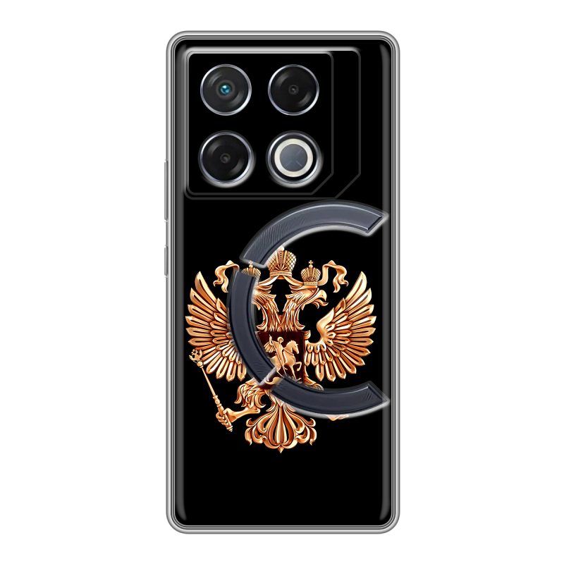 Силиконовый чехол на Infinix GT 20 Pro с принтом Герб России золотой Силиконовый чехол на Infinix GT 20 Pro с принтом Герб России золотой