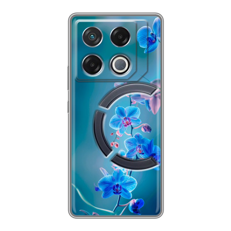 Силиконовый чехол на Infinix GT 20 Pro с принтом Голубые цветы Силиконовый чехол на Infinix GT 20 Pro с принтом Голубые цветы