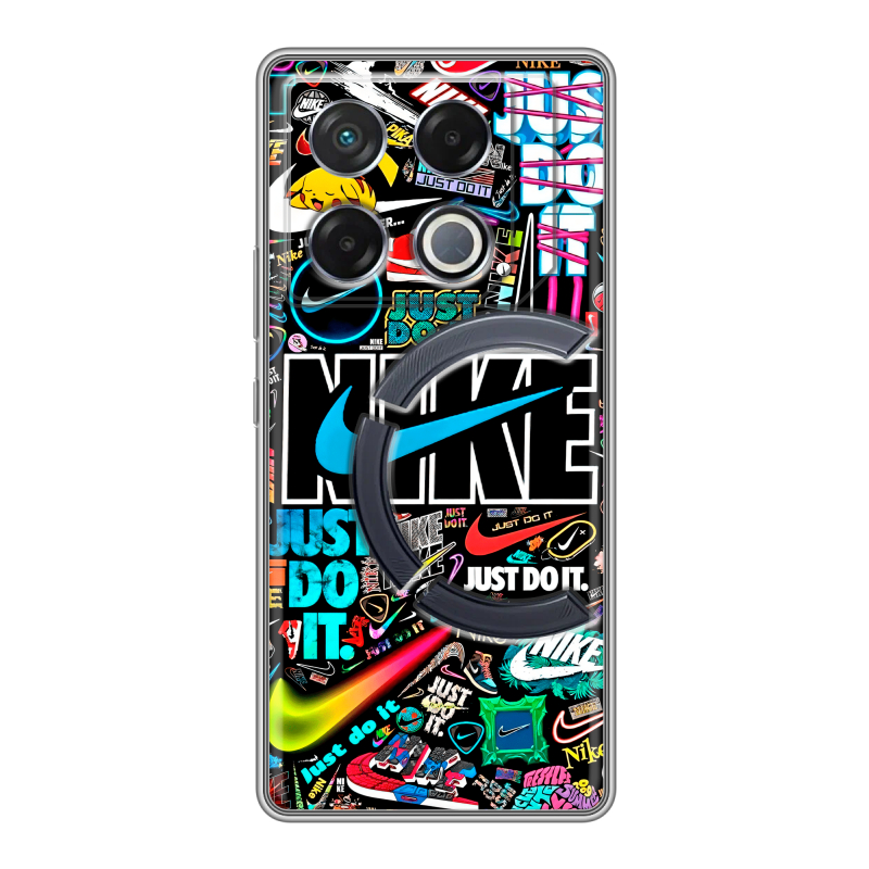 Силиконовый чехол на Infinix GT 20 Pro с принтом найк nike черный Силиконовый чехол на Infinix GT 20 Pro с принтом найк nike черный
