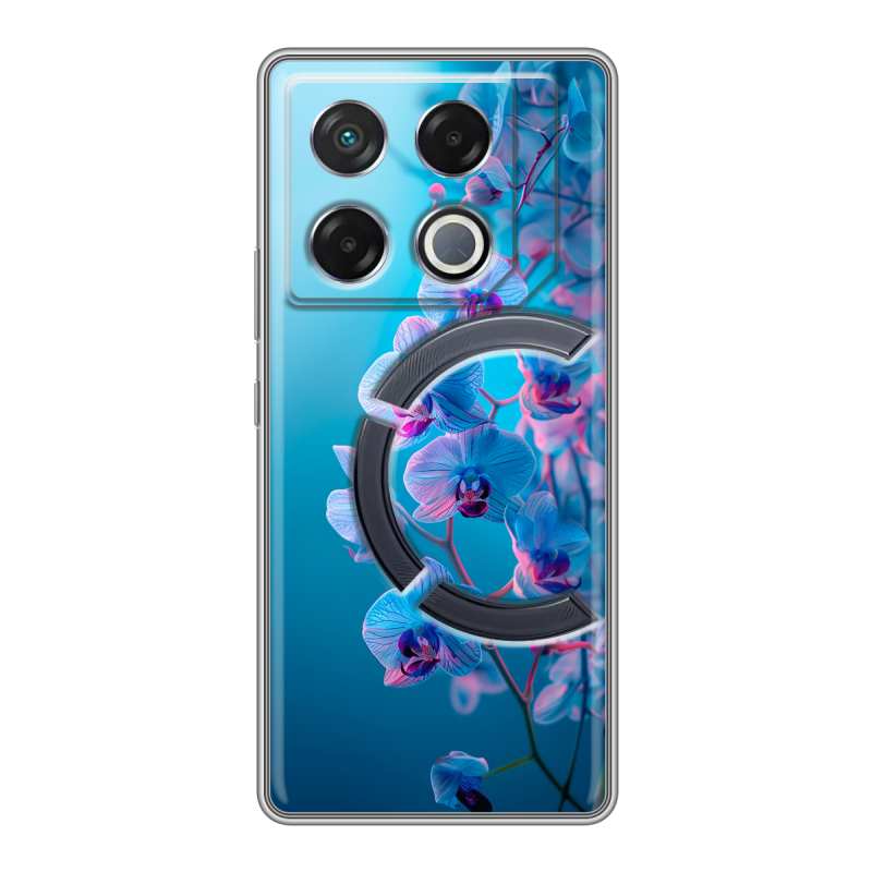 Силиконовый чехол на Infinix GT 20 Pro с принтом голубые орхидеи Силиконовый чехол на Infinix GT 20 Pro с принтом голубые орхидеи
