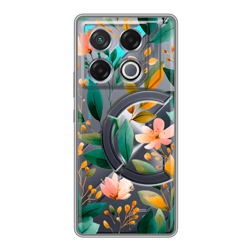 Силиконовый чехол на Infinix GT 20 Pro с принтом Цветы паттерн Силиконовый чехол на Infinix GT 20 Pro с принтом Цветы паттерн