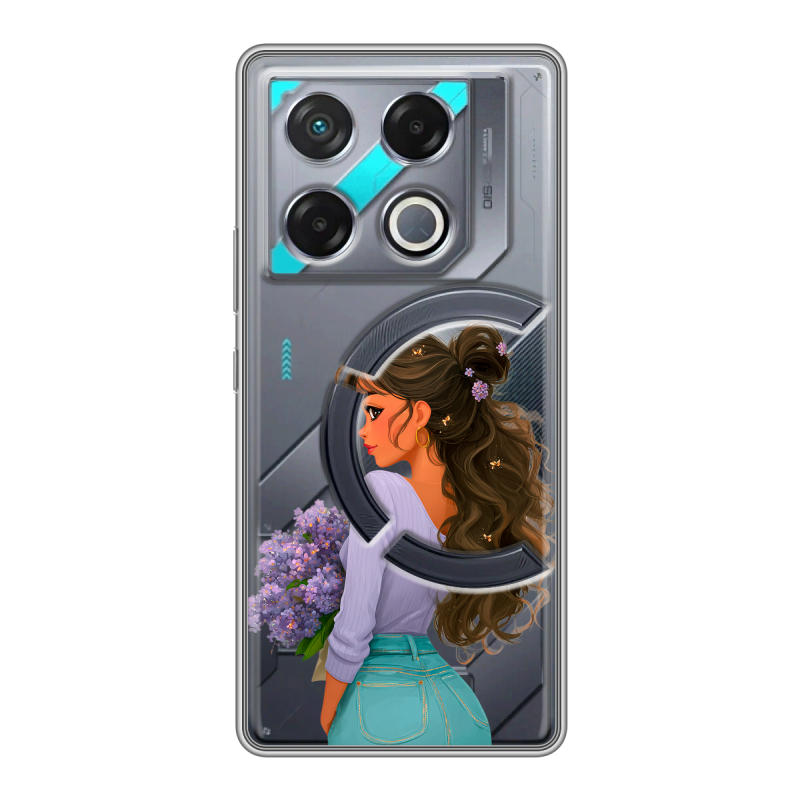 Силиконовый чехол на Infinix GT 20 Pro с принтом девушка цветы Силиконовый чехол на Infinix GT 20 Pro с принтом девушка цветы