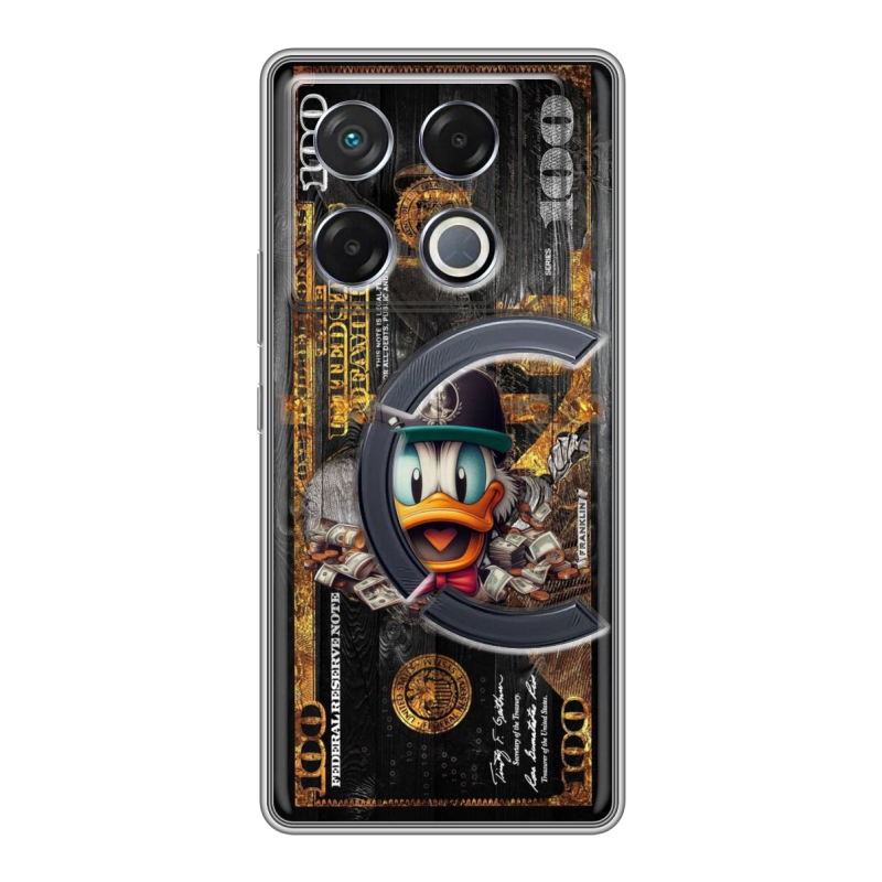 Силиконовый чехол на Infinix GT 20 Pro с принтом Дональд Дак Доллар Силиконовый чехол на Infinix GT 20 Pro с принтом Дональд Дак Доллар