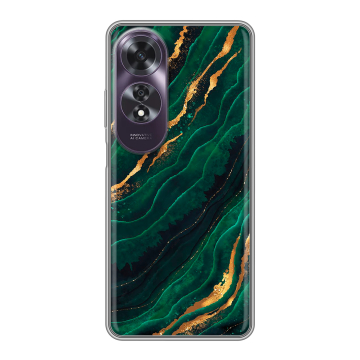 Силиконовый чехол на OPPO A60 с принтом Мрамор зеленое золото
