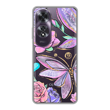 Силиконовый чехол на OPPO A60 с принтом Бабочки и цветы Силиконовый чехол на OPPO A60 с принтом Бабочки и цветы