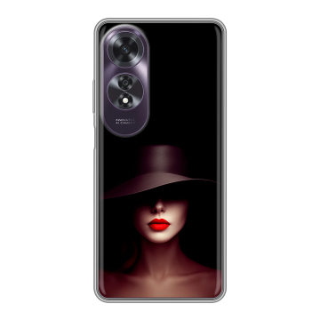 Силиконовый чехол на OPPO A60 с принтом Девушка в шляпе Силиконовый чехол на OPPO A60 с принтом Девушка в шляпе