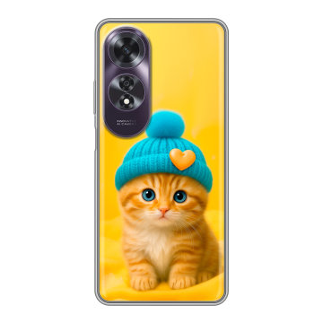 Силиконовый чехол на OPPO A60 с принтом Котенок в шапке Силиконовый чехол на OPPO A60 с принтом Котенок в шапке