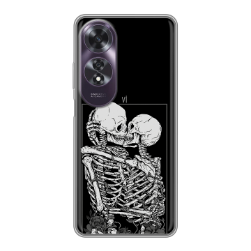 Силиконовый чехол на OPPO A60 с принтом Поцелуй скелетов Силиконовый чехол на OPPO A60 с принтом Поцелуй скелетов