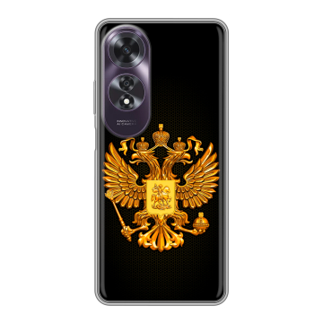 Силиконовый чехол на OPPO A60 с принтом Герб России желтый