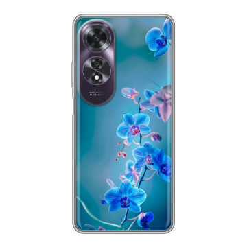 Силиконовый чехол на OPPO A60 с принтом Голубые цветы