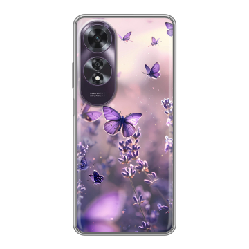 Силиконовый чехол на OPPO A60 с принтом бабочки и лаванда