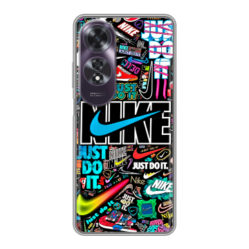 Силиконовый чехол на OPPO A60 с принтом найк nike черный