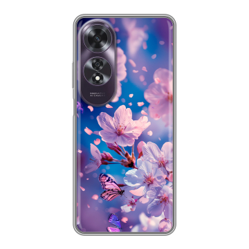 Силиконовый чехол на OPPO A60 с принтом цветы бабочки Силиконовый чехол на OPPO A60 с принтом цветы бабочки