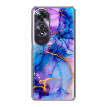 Силиконовый чехол на OPPO A60 с принтом синий мрамор