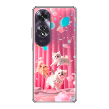 Силиконовый чехол на OPPO A60 с принтом милые котики