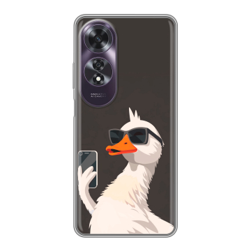 Силиконовый чехол на OPPO A60 с принтом утка в очках Силиконовый чехол на OPPO A60 с принтом утка в очках