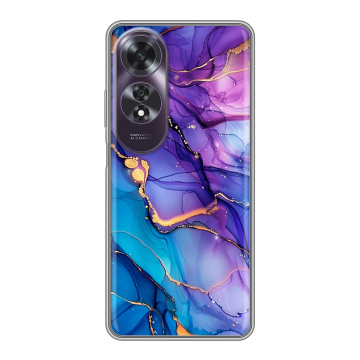 Силиконовый чехол на OPPO A60 с принтом синий мрамор Силиконовый чехол на OPPO A60 с принтом синий мрамор