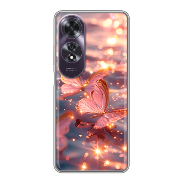 Силиконовый чехол на OPPO A60 с принтом бабочки розовые