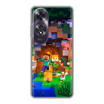 Силиконовый чехол на OPPO A60 с принтом Майнкрафт Minecraft