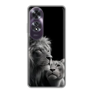 Силиконовый чехол на OPPO A60 с принтом Лев кошки