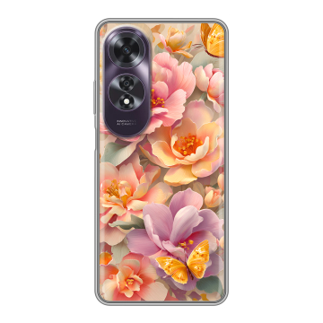 Силиконовый чехол на OPPO A60 с принтом Цветы и бабочки