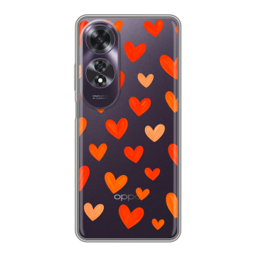 Силиконовый чехол на OPPO A60 с принтом Сердечки