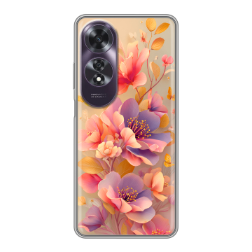 Силиконовый чехол на OPPO A60 с принтом Цветы и бабочки