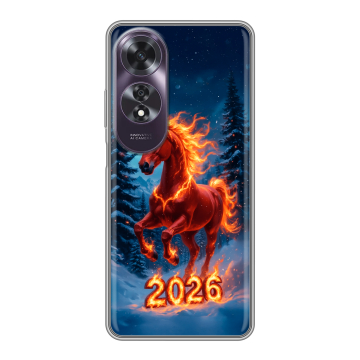 Силиконовый чехол на OPPO A60 с принтом Новый год коня