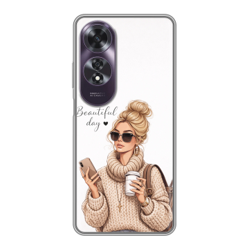 Силиконовый чехол на OPPO A60 с принтом женский