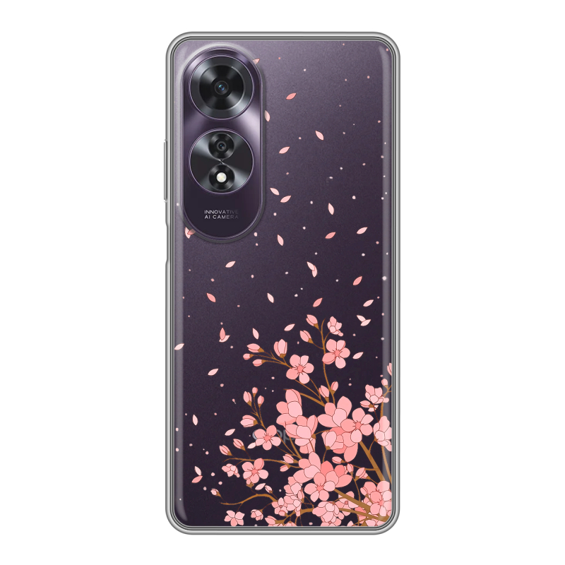 Силиконовый чехол на OPPO A60 с принтом Ветка сакуры Силиконовый чехол на OPPO A60 с принтом Ветка сакуры