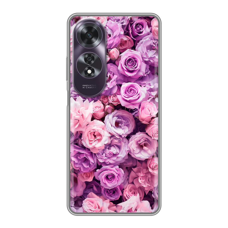 Силиконовый чехол на OPPO A60 с принтом лавандовые розы Силиконовый чехол на OPPO A60 с принтом лавандовые розы