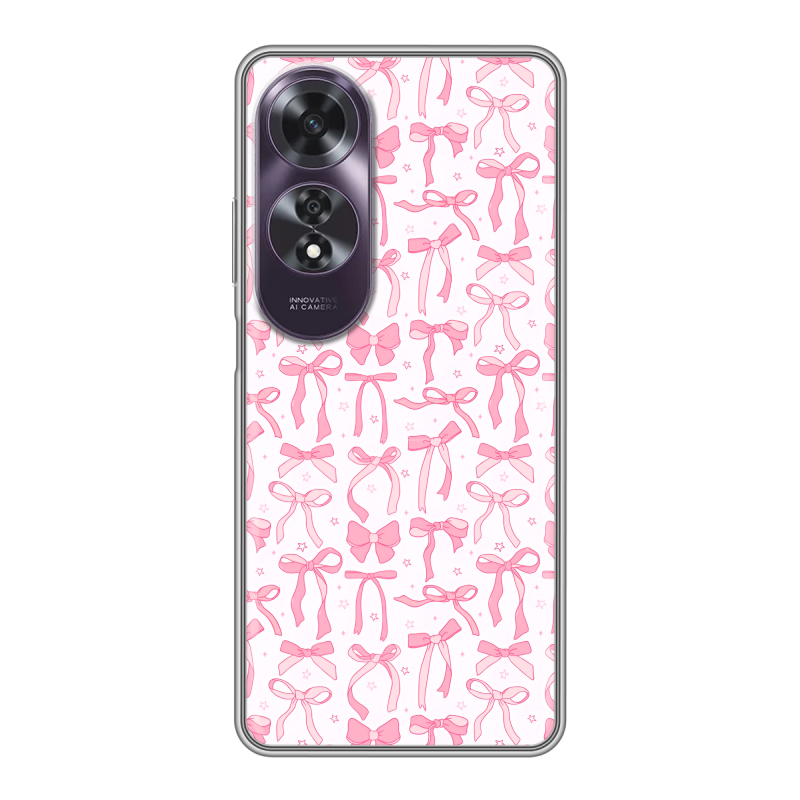 Силиконовый чехол на OPPO A60 с принтом Розовые бантики Силиконовый чехол на OPPO A60 с принтом Розовые бантики