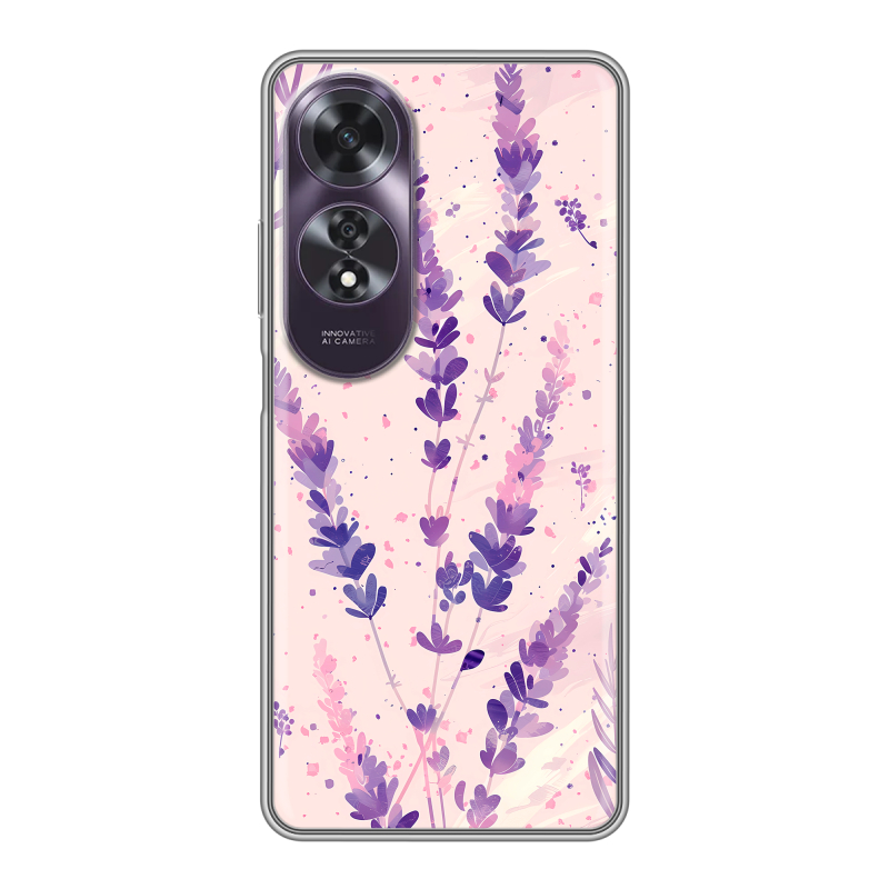 Силиконовый чехол на OPPO A60 с принтом цветы лаванда Силиконовый чехол на OPPO A60 с принтом цветы лаванда
