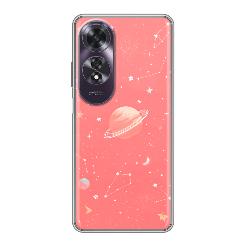 Силиконовый чехол на OPPO A60 с принтом Розовый космос Силиконовый чехол на OPPO A60 с принтом Розовый космос