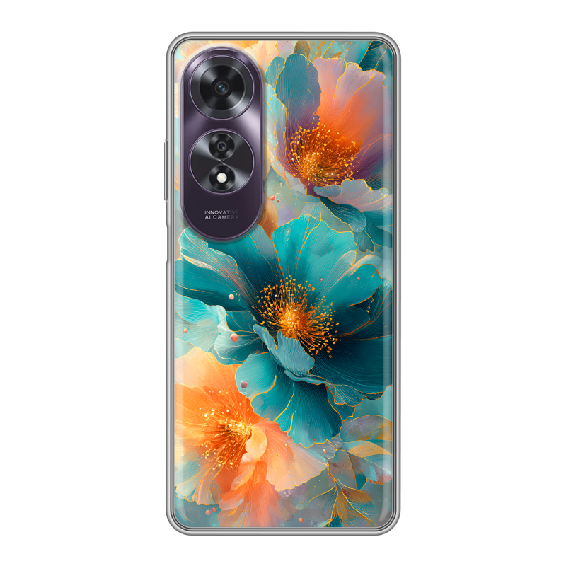Силиконовый чехол на OPPO A60 с принтом Цветы Силиконовый чехол на OPPO A60 с принтом Цветы